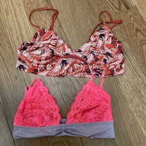 NEW! Intimately Free People On the Daily Printed Bralette & Pink Lace Bralette M